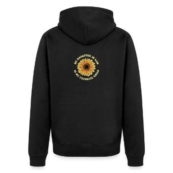 Meine Schwiegertochter ist meine Lieblingskindermutter in - Unisex Premium Bio Zip Hoodie - Schwarz - Hinten - Nico (187cm)