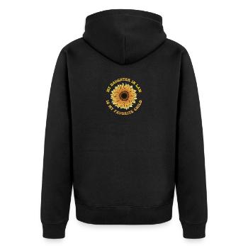 Meine Schwiegertochter ist meine Lieblingskindermutter in - Unisex Premium Bio Zip Hoodie - Schwarz - Hinten - Nico (187cm)