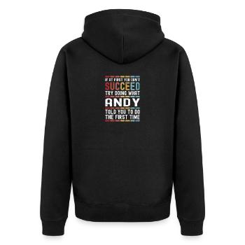 Andy Name Personalized Funny Birthday Christmas - Unisex Premium Organic Zip Hoodie - black - Back - Nico (187cm)