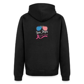 Amerikanische Flagge Sonnenbrille Sterne Streifen Brust - Unisex Premium Bio Zip Hoodie - Schwarz - Hinten - Nico (187cm)