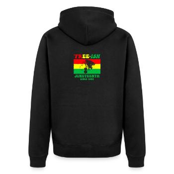 Juneteenth Juni 1865 Schwarze Geschichte Afrikanisch - Unisex Premium Bio Zip Hoodie - Schwarz - Hinten - Nico (187cm)