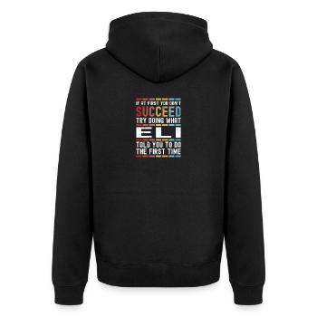 Eli Name Personalisierter lustiger Geburtstag Weihnachten - Unisex Premium Bio Zip Hoodie - Schwarz - Hinten - Nico (187cm)