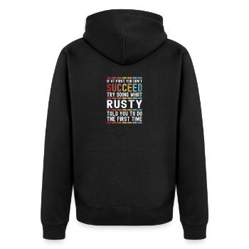 Rostiger Name Personalisierter lustiger Geburtstag Weihnachten - Unisex Premium Bio Zip Hoodie - Schwarz - Hinten - Nico (187cm)