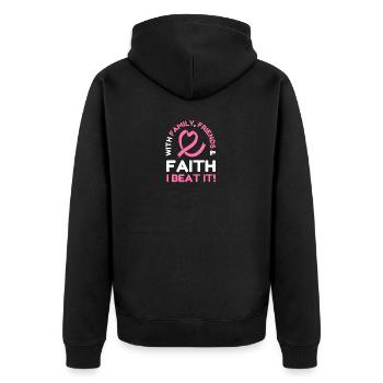 Ich habe Brustkrebs besiegt Pink Ribbon Brustkrebs - Unisex Premium Bio Zip Hoodie - Schwarz - Hinten - Nico (187cm)