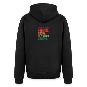 Mann Gottes Ehemann Papa Lustig 52. Geburtstag - Unisex Premium Bio Zip Hoodie - Schwarz - Hinten - Nico (187cm)