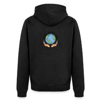 Just Stop Oil and Save the Earth - Just Stop Oil - Unisex Premium Organic Zip Hoodie - black - Back - Nico (187cm)