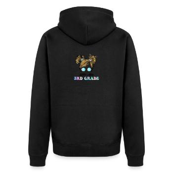 Messy Bun Batikfarbe Kleine Miss Dritte Klasse 3. Klasse - Unisex Premium Bio Zip Hoodie - Schwarz - Hinten - Nico (187cm)