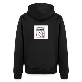 Un chat audacieux avec une déclaration d’amour sucé - Veste à capuche bio Premium Unisexe - noir - Dos - Nico (187cm)