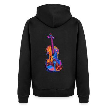 Violine - Unisex Premium Bio Zip Hoodie - Schwarz - Hinten - Nico (187cm)
