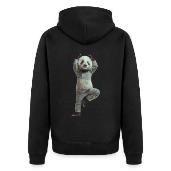 Panda - Unisex Premium Bio Zip Hoodie - Schwarz - Hinten - Nico (187cm)