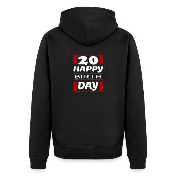 Geburtstag Happy Birthday 20 - Unisex Premium Bio Zip Hoodie - Schwarz - Hinten - Nico (187cm)