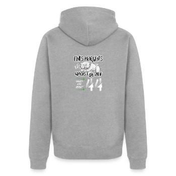 Geburtstag 44 Aufwachen Bär Hund Tiere Niedlich - Unisex Premium Bio Zip Hoodie - Grau meliert - Hinten - Nico (187cm)