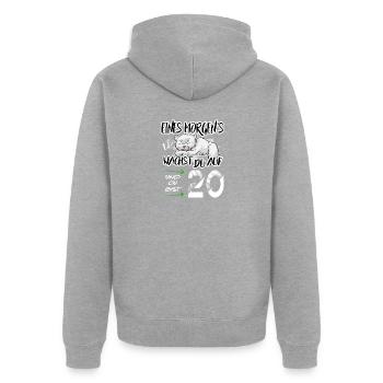 Geburtstag 20 Aufwachen Bär Hund Tiere Niedlich - Unisex Premium Bio Zip Hoodie - Grau meliert - Hinten - Nico (187cm)