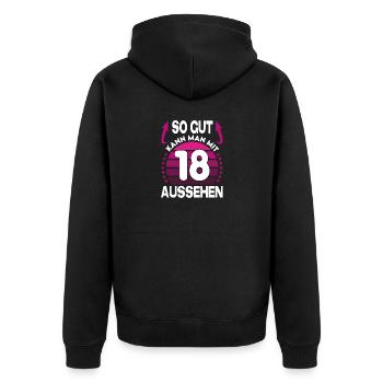 Geburtstag 18 Jahre So gut aussehen Retro Vintage - Unisex Premium Bio Zip Hoodie - Schwarz - Hinten - Nico (187cm)
