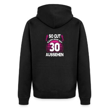 Geburtstag 30 Jahre So gut aussehen Retro Vintage - Unisex Premium Bio Zip Hoodie - Schwarz - Hinten - Nico (187cm)