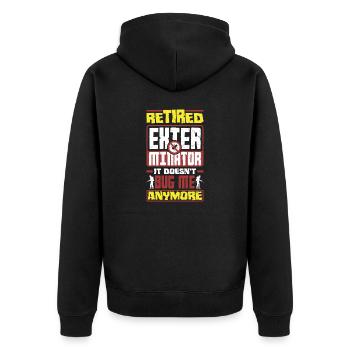 Pest Control Technician Retired Exterminator - Unisex Premium Bio Zip Hoodie - Schwarz - Hinten - Nico (187cm)