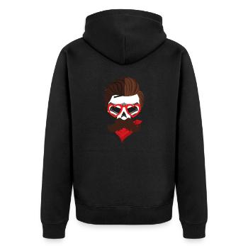 Skullhead beard4 - Unisex Premium Bio Zip Hoodie - Schwarz - Hinten - Nico (187cm)