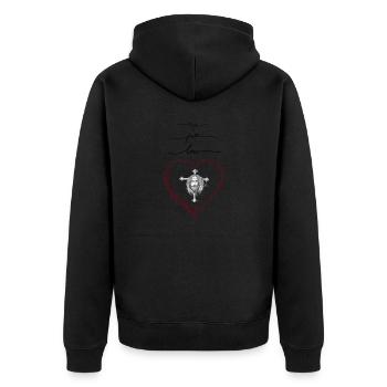 Jesus in love - Unisex Premium Bio Zip Hoodie - Schwarz - Hinten - Nico (187cm)