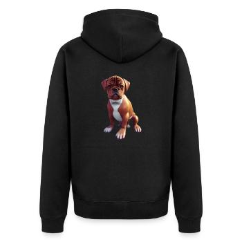 Bordeauxdogge Hund - Bordeauxdogge - Unisex Premium Bio Zip Hoodie - Schwarz - Hinten - Nico (187cm)