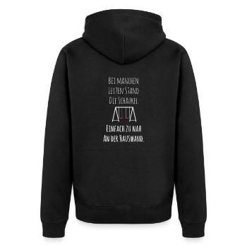 Ich liebe Menschen Sarkasmus | Zu nah an Hauswand - Unisex Premium Bio Zip Hoodie - Schwarz - Hinten - Nico (187cm)