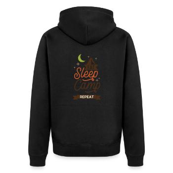 Eat Sleep Camp Repeat - Unisex Premium Organic Zip Hoodie - black - Back - Nico (187cm)