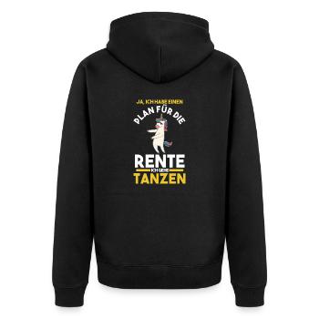 Tanzen Party Musik Ruhestand Rente Einhorn Tänzer - Unisex Premium Bio Zip Hoodie - Schwarz - Hinten - Nico (187cm)