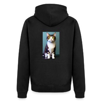 Domestic short haired cat waits for eating - Unisex Premium Organic Zip Hoodie - black - Back - Nico (187cm)
