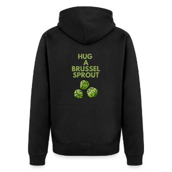 HUG A BRUSSEL SPROUT - Unisex Premium Organic Zip Hoodie - black - Back - Nico (187cm)