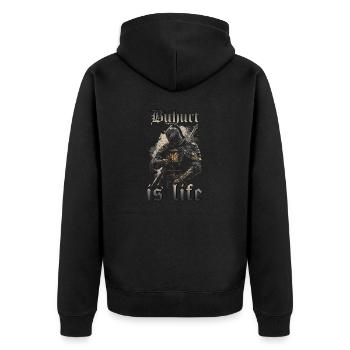 Buhurt Hobby Ritter Outfit Buhurt Turnier Krieger - Unisex Premium Bio Zip Hoodie - Schwarz - Hinten - Nico (187cm)