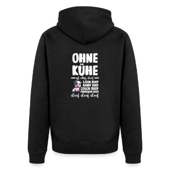Kuh Landwirt Bauernhof Kühe - Unisex Premium Bio Zip Hoodie - Schwarz - Hinten - Nico (187cm)