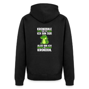 Krokodile - Unisex Premium Bio Zip Hoodie - Schwarz - Hinten - Nico (187cm)