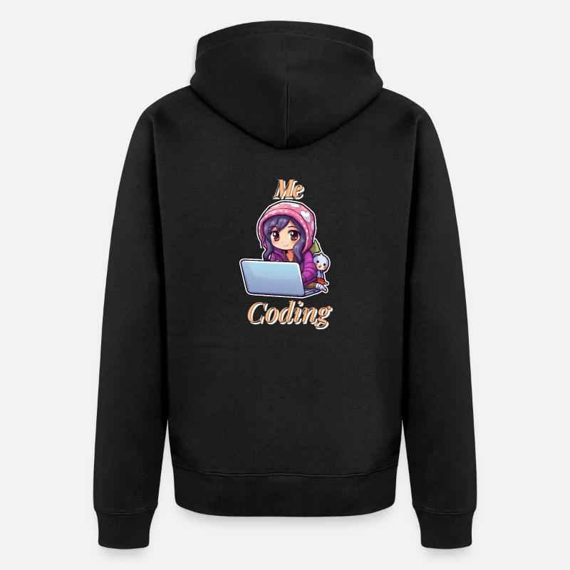 Coding Cutie: Anime Girl - Veste à capuche bio Premium Unisexe - noir