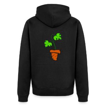 Monstera-Pflanze - Unisex Premium Bio Zip Hoodie - Schwarz - Hinten - Nico (187cm)