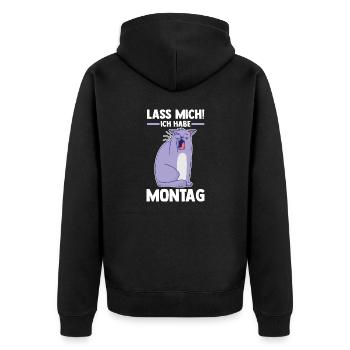 Lass Mich Ich Habe Montag Katzen - Unisex Premium Bio Zip Hoodie - Schwarz - Hinten - Nico (187cm)