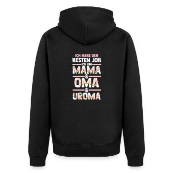 Mutter Mama Oma Uroma - Unisex Premium Bio Zip Hoodie - Schwarz - Hinten - Nico (187cm)
