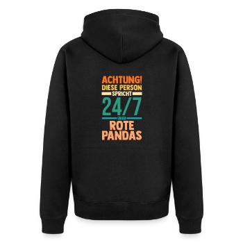 Roter Panda - Unisex Premium Bio Zip Hoodie - Schwarz - Hinten - Nico (187cm)