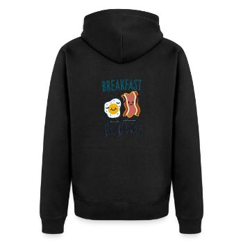 Breakfast Buddies - Unisex Premium Bio Zip Hoodie - Schwarz - Hinten - Nico (187cm)
