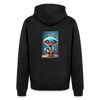Lustiger Roboter - Unisex Premium Bio Zip Hoodie - Schwarz - Hinten - Nico (187cm)