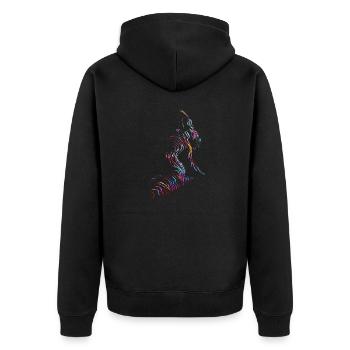 Schöne weibliche Malkunst Zebra bunte Frau - Unisex Premium Bio Zip Hoodie - Schwarz - Hinten - Nico (187cm)