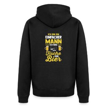 Bier Aquarium Aquaristik Fische - Unisex Premium Bio Zip Hoodie - Schwarz - Hinten - Nico (187cm)