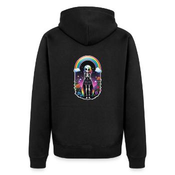 Halloween - Rock & Regenbogen - Unisex Premium Bio Zip Hoodie - Schwarz - Hinten - Nico (187cm)