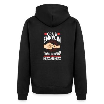 Opa Großvater Familie Enkelin Geschenk - Unisex Premium Bio Zip Hoodie - Schwarz - Hinten - Nico (187cm)