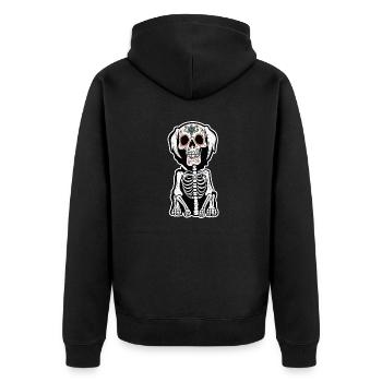 La Catrina/ Tattoo / Mexiko / Tier / Hund - Unisex Premium Bio Zip Hoodie - Schwarz - Hinten - Nico (187cm)