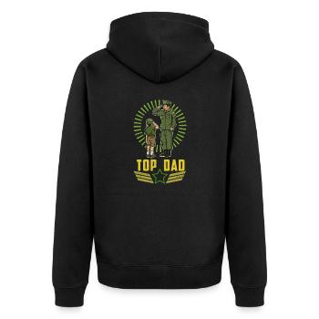 Top Dad Top Dad Father's Day Military Soldiers - Unisex Premium Organic Zip Hoodie - black - Back - Nico (187cm)