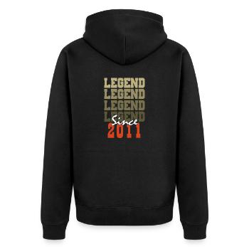 Vintage-Geschenk zum 13. Jahrestag, geboren vor einem Monat im Jahr 2011 - Unisex Premium Bio Zip Hoodie - Schwarz - Hinten - Nico (187cm)