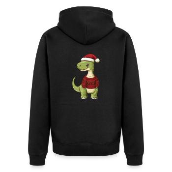 Dinosaur brontosaurus Christmas - Unisex Premium Organic Zip Hoodie - black - Back - Nico (187cm)