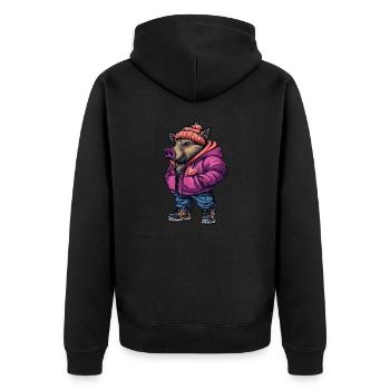 Sanglier Mode Cochon d’hiver - Veste à capuche bio Premium Unisexe - noir - Dos - Nico (187cm)