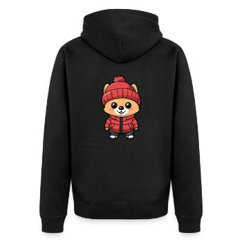 Zwergspitz Hund Cartoon Pomeranian - Unisex Premium Bio Zip Hoodie - Schwarz - Hinten - Nico (187cm)