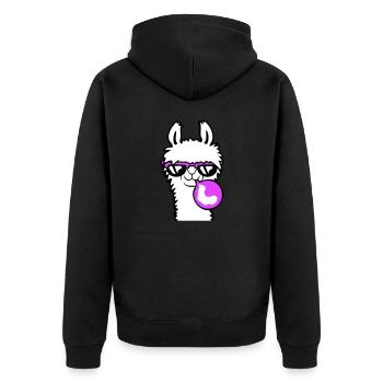 Lama kaut Kaugummi Kaugummiblase blasen Alpaka - Unisex Premium Bio Zip Hoodie - Schwarz - Hinten - Nico (187cm)
