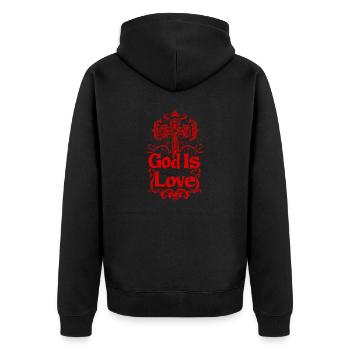 Gott Ist Liebe Jesus Christus Glaube Hoffnung Spru - Unisex Premium Bio Zip Hoodie - Schwarz - Hinten - Nico (187cm)